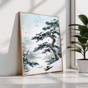 겨울속으로 소나무 그림 알루미늄 액자 풍경화 한국화 풍수 인테리어
