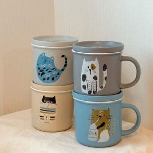 고양이 뚜껑 머그컵 400ml
