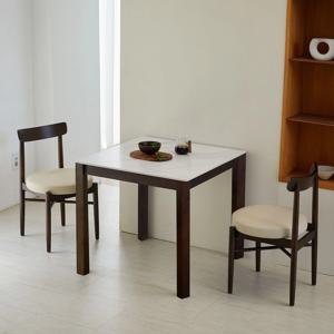 앨빈 로나 포세린 통 세라믹 2인용 원목 테이블 식탁세트 2colors