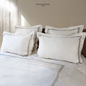 80수 순면 자수 호텔이불 프림로즈 컬렉션 미니 쿠션베개커버 실버 (30x50)