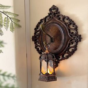 [해외] 빈티지 벽장식 레트로 벽조명 나무공예 소품 오브제 캔들홀더 촛대