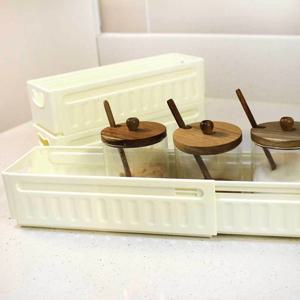 수납함 길이조절 다용도 정리 박스 공간활용 튼튼한 플라스틱 적층가능 물세척OK 조절 손잡이