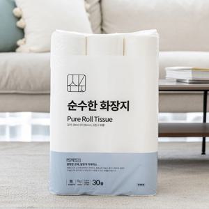 순수한 천연펄프 화장지 3겹 30M 30롤 2개 총60롤 두루마리 휴지