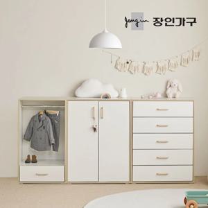 뉴피터 베이비장 2200세트 (5단서랍+유아옷장+행거옷장) (다릿발 제외)