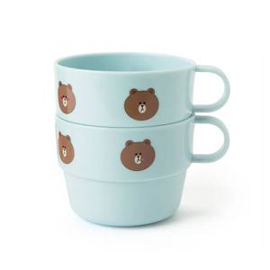 라인프렌즈 브라운 피크닉 물컵 손잡이컵 주스컵 양치컵 220ml 2p 세트