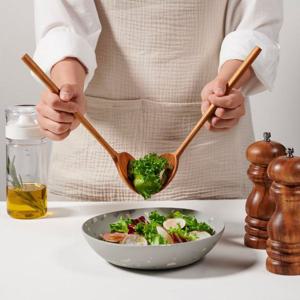 티크 우드 샐러드 서빙 포크_28CM