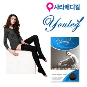 붓기빼는법 의료용압박스타킹 유레그2220 블랙 물결무늬실리콘처리 발바닥 2중구조허벅지형 강압(압력20~30mmHg)