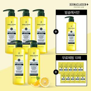 ★샴푸 최다 6통★ [더마클라센] 레몬 샴푸 500ml x 6개 + 체험분 7ml x 10매 최대용량 패키지