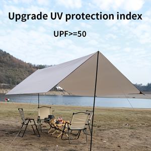 TEMU 4인용 방수 UV 보호 휴대용 야외 캐노피 텐트 - 베이지 옥스포드 원단, 캠핑, 피크닉, 해변 데이에 이상적, 해변 태양 보호 | 중성톤 텐트 | UV 보호 텐트, 해변 텐트|텐트