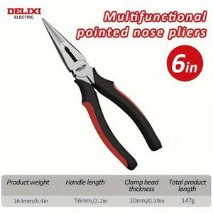 TEMU DELIXI ELECTRIC 전문 전기공용 니들노즈 플라이어 - 다기능, 산업용 와이어 스트리핑 도구, 산업 플라이어 | 인체공학적 디자인 | 헤비듀티 플라이어