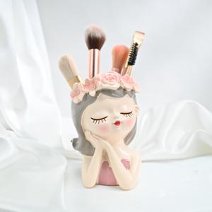 TEMU 1개 노르딕 큐트 레진 요정 조각상, 데스크탑 화병 장식, 네일 아트 도구 정리함, 메이크업 브러쉬 홀더, 다용도 수납 용기 - 가든 또는 오피스용