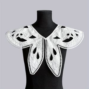 TEMU 여성용 우아한 레이스 스타일 자수 칼라 - 섬세한 꽃무늬 컷아웃 디자인, 드레스·블라우스 및 재킷을 위한 경량 사계절 다용도 액세서리 (깃털 없음, 배터리 필요 없음), 아름다운 미학의 복장 강화제, 정교한 자수
