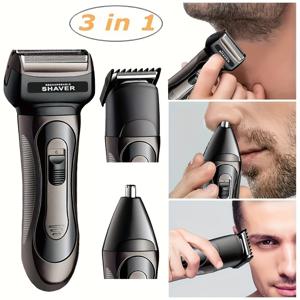 TEMU 남성용 호일 전기 면도기, 무선 및 USB 충전식 왕복 면도기, 전기 귀와 코털 트리머, 정밀한 수염 옆면 면도기, 전기 충전식 면도기, 충전식 이발사, 남성용 미용 키트, 남성용 면도기, 이상적인 면도기 선물