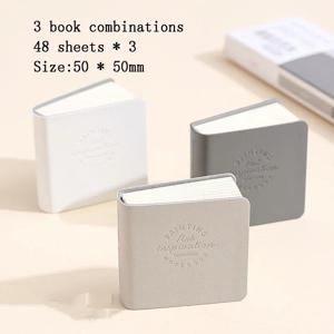 TEMU 3-팩 미니 수채화 스케치북, 두꺼운 200gsm 종이가 들어 있는 정사각형 가죽 텍스처 드로잉북, 학습 및 미술 용품을 위한 휴대용 아트 저널