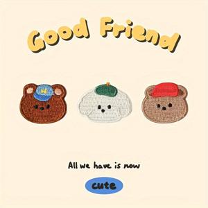 TEMU 3pcs 귀여운 강아지와 곰 자수 패치 - DIY 의류, 가방, 태블릿, 노트북 및 휴대폰 케이스에 적합합니다.|강아지옷|노트북가방