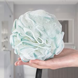 TEMU 1pc 스파 품질 대형 레이스 목욕 스폰지, 걸이로 걸 수 있는 소프트 스크러버 볼, 개인용 세면 도구 - 5.11 인치|수세미