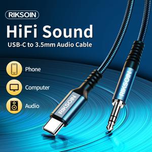 TEMU RIKSOIN USB C - 3.5mm 오디오 AUX 잭 케이블 나일론 브레이드 코드 오디오 어댑터 아이폰 16 프로 맥스 15 플러스 삼성 갤럭시 S24 S23, 아이패드 프로, 픽셀과 호환 가능, USB 타입 C - 3.5mm 남성 헤드폰 스테레오 코드 차량용