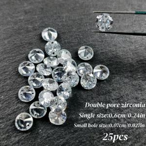 TEMU 25/50개 고품질 베어 스톤 - 4mm & 6mm 라운드 더블 홀 보석, DIY 주얼리 만들기용 0.7mm 구멍, 귀걸이, 팔찌, 목걸이, 펜던트 - 크리스마스, 발렌타인데이, 중국 신년을 위한 반짝이는 클리어 공예 재료 (휴일 선물), 주얼리 제작 비즈, 다용도 인공 보석, 페이셋 질감, 핸드메이드 액세서리, 선물 쇼퍼