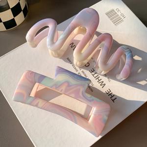 TEMU 1/2/3개 캔디 컬러 클로 클립 - Y2K 우아한 마블 패스텔 헤어 액세서리, 두꺼운 머리카락용 대형 헤어핀, 여름 해변 & 발렌타인데이 선물, 귀여운 디자인