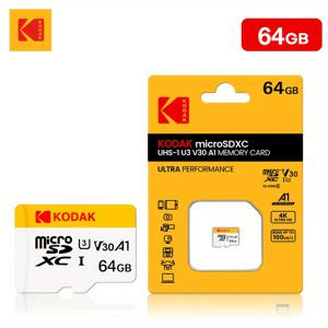 TEMU 코닥 SDXC/SDHC 메모리 카드 32GB-256GB UHS-I V30 클래스 10, 읽기 속도 100MB/s, 4K HD 비디오, 휴대폰 및 카메라용 초고성능 컴퓨터 저장 장치 | 소형 디자인 | 내열성