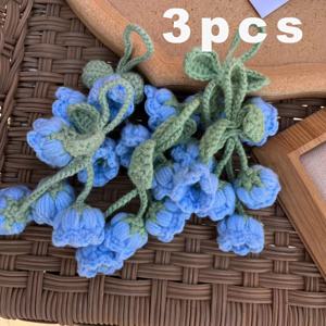 TEMU 3개 세트 크로셰 릴리 오브 더 밸리 키체인, 주방 및 거실 장식용 행잉 오너먼트, 파티 키링 선물 팩