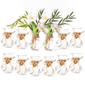 TEMU 5.75인치(약 14.5cm) 플라스틱 꽃병, 대량 플라스틱 꽃잎병, 바람소켓 나무 성장병, 작은 전구 식물 증식 용기, 결혼식 거실 식탁 장식(12개)