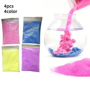 TEMU 4pcs 컬러풀 방수 샌드 - 휴대용 가방 디자인으로 센서리 게임, 창의적 학습 및 모래놀이 활동에 적합한 다용도 4색 매직 샌드 (핑크, 블루, 퍼플, 옐로우)