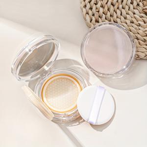 TEMU 1/2개, 0.41oz 라운드 글라스 에어 쿠션 파운데이션 케이스, 미러 & 퍼프 포함 휴대용 메이크업 보관함, 무향, 파운데이션 & BB크림 리필 여행용