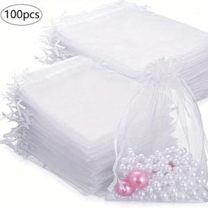 TEMU 100개 삼베 끈주머니 크리스마스 파티 웨딩 선물 가방, 결혼식 및 휴일용 삼베 보석 가방, 사탕, 욕실 비누 선물 봉투