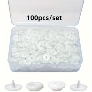 TEMU 100 세트 T5 플라스틱 스냅, 라운드 레진 스냅, 의류 및 침실용품 제작 DIY 공예에 적합, 흰색