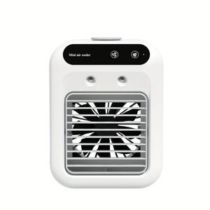 TEMU 휴대용 USB 데스크 팬 에어 쿨러, 1800mAh 리튬 배터리 충전식, 저전압 작동, 조용한 성능, 야외/집/학교/사무실/여행에 이상적 | 컴팩트 디자인, AC 불필요, 두 가지 속도 모드, 화이트 컬러, 스타일리시한 여행용 팬 | 내구성 있는 플라스틱 소재