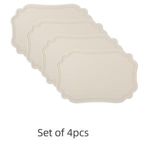 TEMU 4개 세트 내열성 PVC 테이블매트 - 오렌지 & 그린 노르딕 스타일 장식형 스캘럽 엣지, 휴일 및 일상 식탁용품 - 튼튼한 주방 액세서리