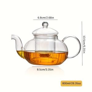 TEMU 손잡이와 주둥이가 있는 800ml 투명 보로실리케이트 유리 찻주전자 - 내열성, 대용량 차 추출용, 휴일 및 일상 사용에 완벽, 매일 사용하는 찻주전자 | 투명한 주전자 | 기능적인 유리제품