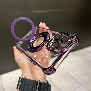 TEMU 아이폰 11, 12, 13, 14, 15, 및 16 프로 맥스 플러스와 호환되는 이 투명한 전기 도금 아크릴 자석 보호 케이스는 최신 아이폰 시리즈 폰 케이스 및 무선 충전 자석 스탠드에 적합합니다.|폰케이스|아이폰케이스|휴대폰케이스