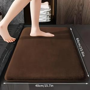 TEMU 1pc 고급 코랄 양털 욕실 매트 - 미끄럼 방지, 부드럽고 빠르게 건조되는 흡수성 니트 욕실 카펫 - 기하학적 패턴, 손세탁 전용, 폴리에스터 직사각형 욕실 액세서리