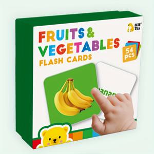 TEMU 54개 영어 어린이 채소 과일 단어 학습 카드 세트, 54가지 단어와 실제 채소 과일 패턴 포함, 유아 교육용 카드, 학교 활동 카드
