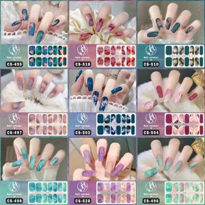 TEMU 9pcs Marble-Style 풀 커버 네일 스티커 - 방수, 오래 지속, 반짝이는 마무리, 자체 접착성 플라스틱, 향수 없는, 여성용 네일 아트에 이상적, 네일 아트 액세서리 | Marble Pattern Nails | 내구성 있는 네일 스티커, 네일 데코