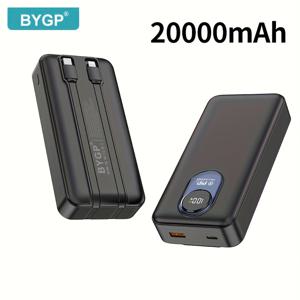 TEMU 20000/10000mAh 휴대용 파워뱅크, PD20W 고속 USB 충전기, 내장형 Type-C/LED 디스플레이, 소형 및 경량, 야외 비상 여행 백업 배터리|보조배터리20000