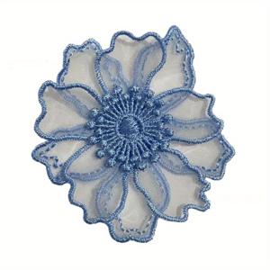 TEMU 6개 더블 레이어 레이스 꽃 애플리케이션 자수 패치, DIY 수공예 수선, 웨딩 드레스 장식, 6.5cm 넓이 - 검정색, 흰색, 핑크색, 해군 파란색, 라이트 블루, 녹색, 빨간색, 크래프팅, 수선, 퀼트용