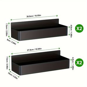 TEMU 4pcs 블랙 자석 냉장고 선반 및 보관 선반 - 드릴 없음, 쉬운 설치, 냉장고 및 세탁기용 다용도 정리함, 내구성 있는 플라스틱, 벽걸이 옵션, 선반, 선반|냉장고|김치냉장고|쌀냉장고