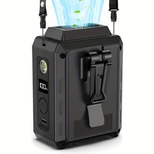 TEMU 2025 개선된 허리 마운트 팬, 5000mAh 장기 사용 16시간 배터리, LED 조명이 있는 360° 조절 가능, 가벼우면서 휴대 가능, 조깅, 하이킹, 사이클링, 작업 및 여행을 위한 다섯 속도 클립 온 팬 - 야외 활동에 이상적, 야외 장비 | 조절 가능한 팬 | 내구성 있는 구조|에어컨선풍기