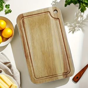 TEMU 1개 아카쿠스 나무 도마, 솔리드 우든 도마, 양면 도마, 가정용 주방 도마, 요리 도마, 채소·과일·스테이크·빵·고기 도마, 걸이형 주방용품