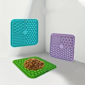 TEMU 개 & 고양이용 흡착컵이 있는 실리콘 애완동물 핥기 매트 - 불안 완화, 그루밍 & 목욕 시간용 땅콩 버터 디스펜서, 슬로우 피더, 핥기 매트, 슬로우 피더