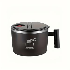TEMU 1pc 휴대용 라면 그릇, 뚜껑과 손잡이가 있는 대용량 플라스틱 둥근 국/면/샐러드 그릇, 수동, 수세미로 세척, 전기 필요 없음, 하이킹 및 피크닉에 이상적, 학교로 돌아가기 위한 벤토 박스, 점심 상자
