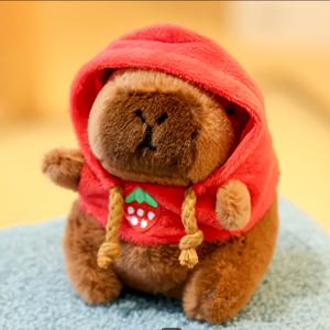 TEMU 녹색 후드 디자인의 사랑스러운 카피바라 인형 - 소형 및 중형 개와 고양이용 부드럽고 내구성 있는 씹기 방지, 완벽한 반려동물 동반자 & 장식 액세서리, 폴리프로필렌 소재, 부드러운 질감