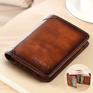 TEMU 1pc 남성용 진정한 가죽 지갑 - 슬림 RFID 차단, 대용량, 다중 카드 슬롯, 지퍼 컴파트먼트, ID, 신용 카드, 현금에 이상적 - 크리스마스, 기념일, 생일, 데이, 아버지의 날, 일상 지갑에 완벽한 선물 | 클래식 지갑 | 내구성 있는 지갑|카드지갑