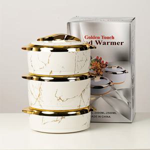 TEMU 3pcs, 골든 터치 식품 워머, 뚜껑이 있는 열전도 캐서롤 디시 세트, 뜨거운 및 차가운 식품을 위한 보온 스테인리스 스틸 컨테이너, 버프에 적합한 서비스 볼, 핫 포트 세트 식품 워머, 식탁용품 캐서롤 세트, 사무실용