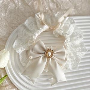 TEMU 1pc 고양이 공주 웨딩 의상, 반려견 목걸이, 마우스 가드, 니트 칼라 장식, 폴리에스터, 반려동물 액세서리, 고양이 매달린 장식