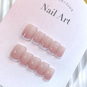 TEMU 10개 팩 누드 핑크 프렌치 쇼트 프레스온 네일 세트, 스퀘어 모양, 글로시 마감, 퓨어 컬러, 빠른 DIY 네일 아트, 소녀를 위한 선물, 생일 및 데이 파티 선물에 이상적 (아세톤 프리)