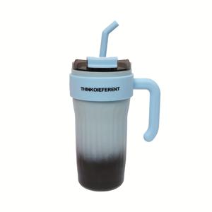 TEMU 1개 780ml/28oz 스테인리스 스틸 이중 진공 단열 컵, 손잡이 포함, 누수 방지 및 낙하 방지 뚜껑과 빨대, 친구를 위한 완벽한 휴일 선물, 야외 피트니스, 캠핑 및 여행에 적합
